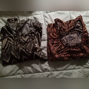 2 Guc Black and Brown Patterned Tunic Dresses Bundle Love Luscious Xl